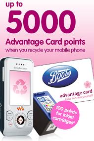 Boots offers up to 5000 points for your recycled mobile phone